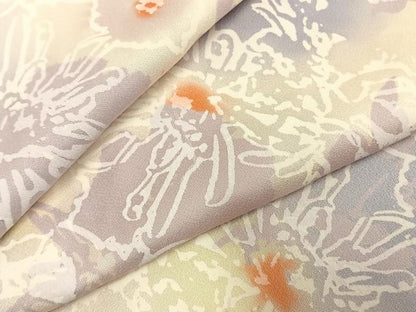 平和屋着物▽上質な小紋 単衣 舞花文 暈し染め 正絹 逸品 AABC3976fy