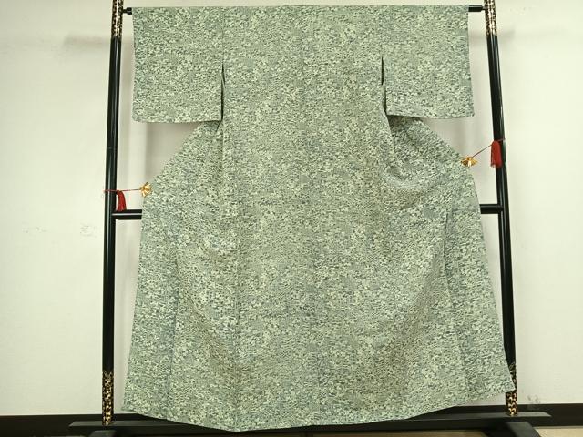 平和屋着物▽上質な小紋 単衣 色紙花蝶文 正絹 逸品 AABC3978fy