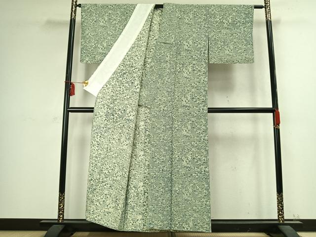 平和屋着物▽上質な小紋 単衣 色紙花蝶文 正絹 逸品 AABC3978fy