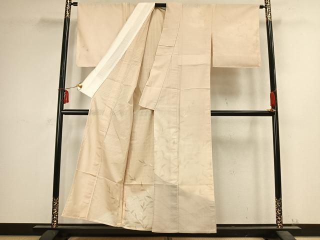 平和屋着物▽訪問着　無双　紗袷　紗×紗　草花文　銀彩　正絹　逸品　AABC3979fy