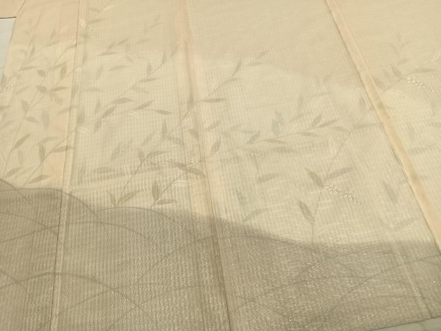 平和屋着物▽訪問着　無双　紗袷　紗×紗　草花文　銀彩　正絹　逸品　AABC3979fy