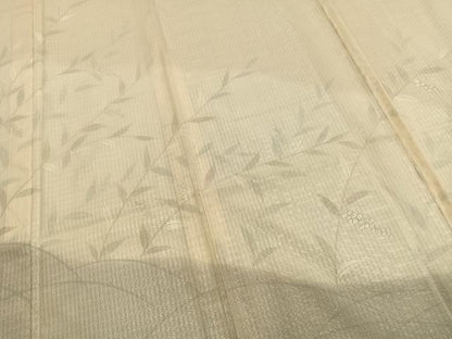 平和屋着物▽訪問着　無双　紗袷　紗×紗　草花文　銀彩　正絹　逸品　AABC3979fy
