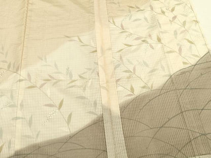 平和屋着物▽訪問着　無双　紗袷　紗×紗　草花文　銀彩　正絹　逸品　AABC3979fy