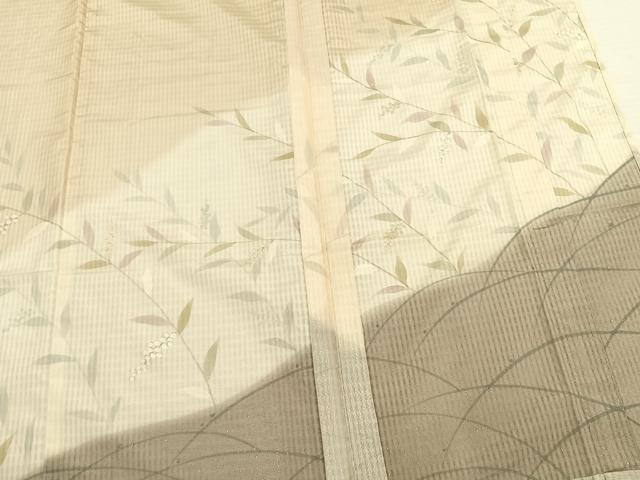 平和屋着物▽訪問着　無双　紗袷　紗×紗　草花文　銀彩　正絹　逸品　AABC3979fy