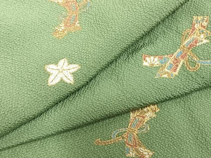 平和屋着物▽上質な小紋 単衣 束ね熨斗文 金彩 ますいわ屋扱い 正絹 逸品 AABC3980fy