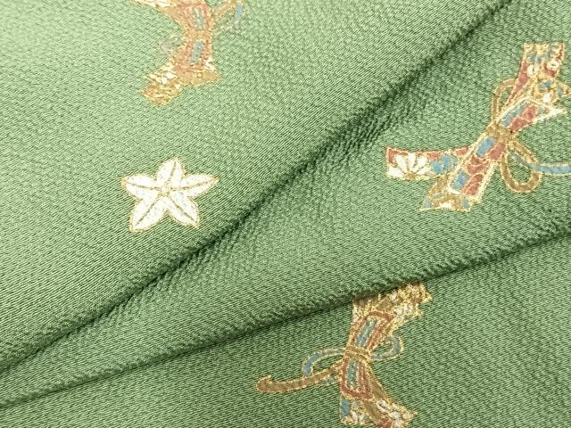 平和屋着物▽上質な小紋 単衣 束ね熨斗文 金彩 ますいわ屋扱い 正絹 逸品 AABC3980fy