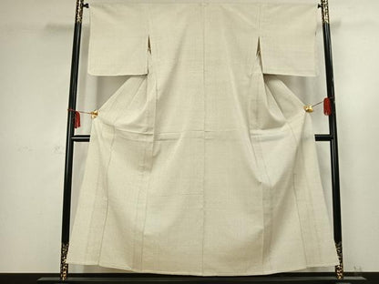 平和屋着物▽白鷹お召 単衣 蚊絣 正絹 逸品 未使用 AABC3984fy