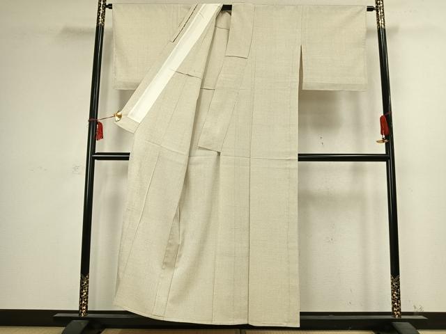 平和屋着物▽白鷹お召 単衣 蚊絣 正絹 逸品 未使用 AABC3984fy