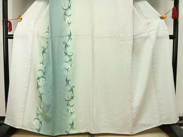 平和屋着物▽訪問着　単衣　草花文　暈し染め　金彩　正絹　逸品　AABC3987fy
