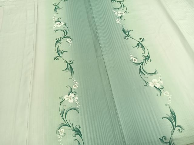 平和屋着物▽訪問着　単衣　草花文　暈し染め　金彩　正絹　逸品　AABC3987fy