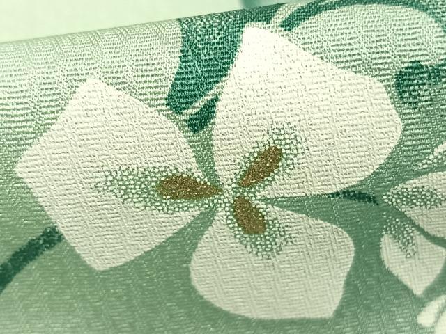 平和屋着物▽訪問着　単衣　草花文　暈し染め　金彩　正絹　逸品　AABC3987fy