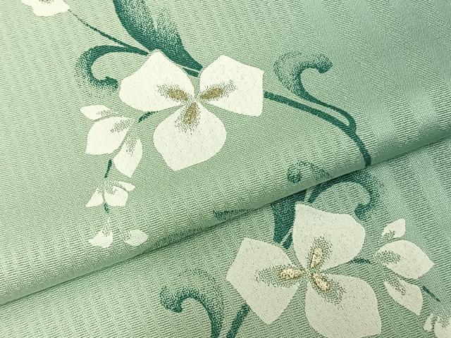平和屋着物▽訪問着　単衣　草花文　暈し染め　金彩　正絹　逸品　AABC3987fy