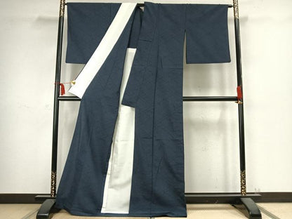 平和屋着物▽本塩沢　単衣　110亀甲　菱文　正絹　逸品　AABC3989fy