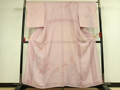 平和屋着物▽訪問着 無双 紗袷 紗×紗 手描き 草花文 正絹 逸品 AABC3990fy