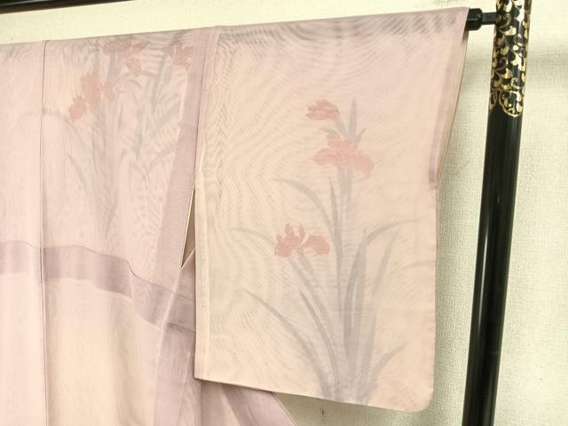 平和屋着物▽訪問着 無双 紗袷 紗×紗 手描き 草花文 正絹 逸品 AABC3990fy