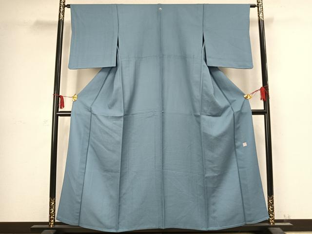 平和屋着物▽上質な色無地 単衣 作家物 草木染 浅縹色 正絹 逸品 AABC3992fy