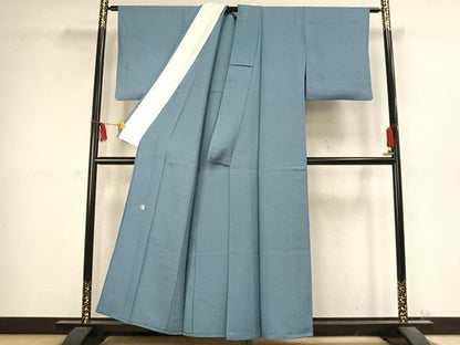 平和屋着物▽上質な色無地 単衣 作家物 草木染 浅縹色 正絹 逸品 AABC3992fy