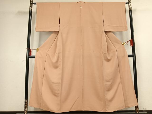 平和屋着物▽上質な色無地 単衣 立涌地紋 伽羅色 正絹 逸品 AABC3993fy
