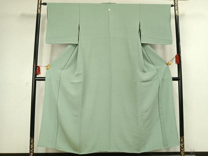 平和屋着物▽上質な色無地 単衣 錆青磁色 正絹 逸品 未使用 AABC3994fy