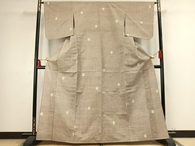平和屋着物▽上質な紬 単衣 幾何学文様 正絹 逸品 AABC3995fy