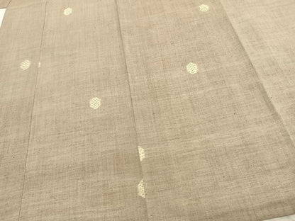 平和屋着物▽上質な紬 単衣 幾何学文様 正絹 逸品 AABC3995fy