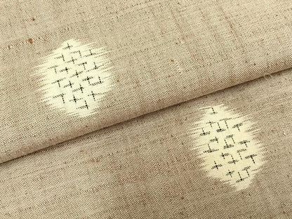 平和屋着物▽上質な紬 単衣 幾何学文様 正絹 逸品 AABC3995fy