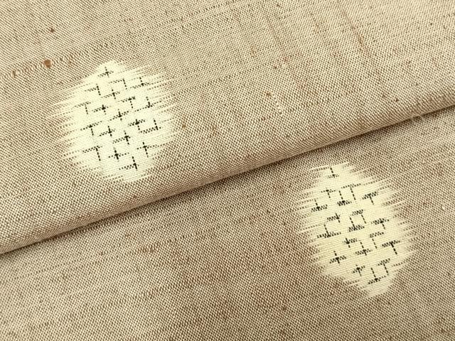 平和屋着物▽上質な紬 単衣 幾何学文様 正絹 逸品 AABC3995fy