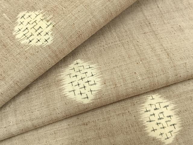 平和屋着物▽上質な紬 単衣 幾何学文様 正絹 逸品 AABC3995fy