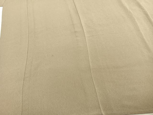 平和屋着物▽本加賀友禅作家 西尾翠峰 色無地 単衣 白橡色 鬼しぼ縮緬 正絹 逸品 AABC3997fy