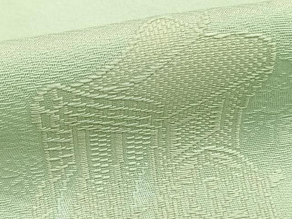 平和屋着物▽上質な色無地　単衣　御所車地紋　錆青磁色　正絹　逸品　AABC3998fy