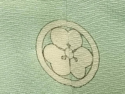 平和屋着物▽上質な色無地　単衣　御所車地紋　錆青磁色　正絹　逸品　AABC3998fy