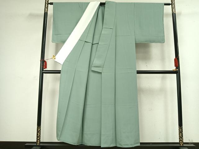 平和屋着物▽上質な色無地　単衣　薄青色　正絹　逸品　AABC4000fy