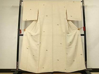 平和屋着物▽上質な小紋 単衣 松ぼっくり 松坂屋扱い 正絹 逸品 AABC4002fy