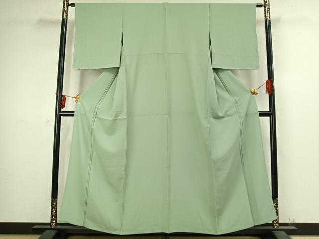 平和屋着物▽上質な色無地　単衣　薄萌葱色　正絹　逸品　未使用　AABC4007fy