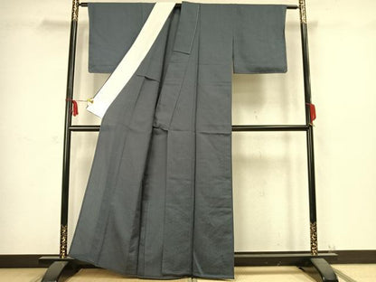 平和屋着物▽上質な色無地 単衣 鉄御納戸色 正絹 逸品 未使用 AABC4009fy