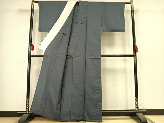 平和屋着物▽上質な色無地 単衣 鉄御納戸色 正絹 逸品 未使用 AABC4009fy