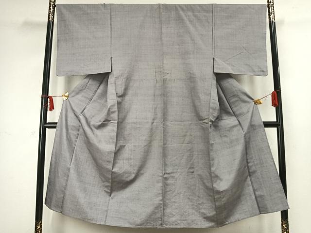 平和屋着物▽男性 本場結城紬 重要無形文化財 単衣 色無地 薄梅鼠色 正絹 逸品 AABC4010fy