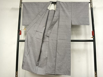 平和屋着物▽男性 本場結城紬 重要無形文化財 単衣 色無地 薄梅鼠色 正絹 逸品 AABC4010fy