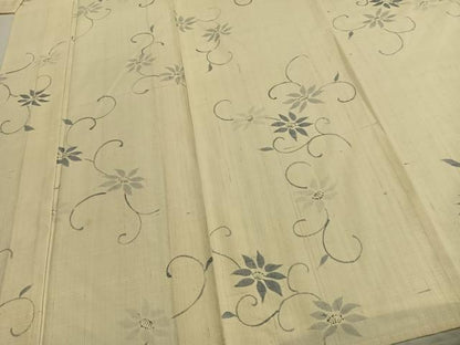 平和屋着物▽上質な紬 単衣 花唐草文 正絹 逸品 AABC4011fy