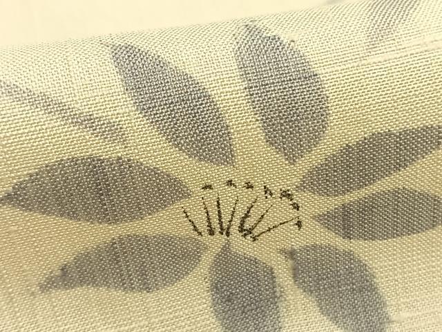 平和屋着物▽上質な紬 単衣 花唐草文 正絹 逸品 AABC4011fy