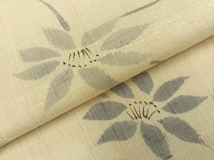 平和屋着物▽上質な紬 単衣 花唐草文 正絹 逸品 AABC4011fy