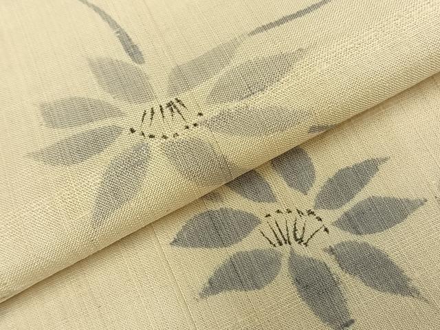 平和屋着物▽上質な紬 単衣 花唐草文 正絹 逸品 AABC4011fy