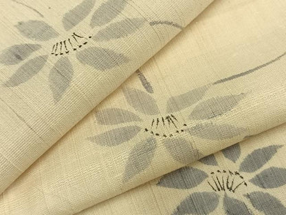 平和屋着物▽上質な紬 単衣 花唐草文 正絹 逸品 AABC4011fy
