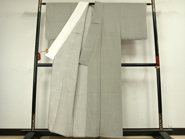 平和屋着物▽上質な小紋 単衣 幾何学文様 正絹 逸品 AABC4013fy