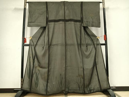 平和屋着物▽訪問着 無双 紗袷 紗×絽 草花文 金銀彩 正絹 逸品 AABC4015fy