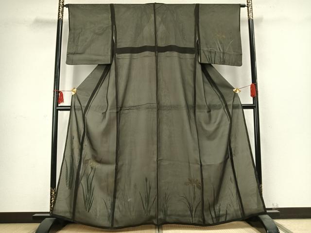 平和屋着物▽訪問着 無双 紗袷 紗×絽 草花文 金銀彩 正絹 逸品 AABC4015fy