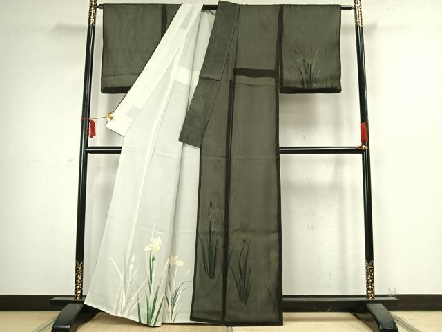 平和屋着物▽訪問着 無双 紗袷 紗×絽 草花文 金銀彩 正絹 逸品 AABC4015fy