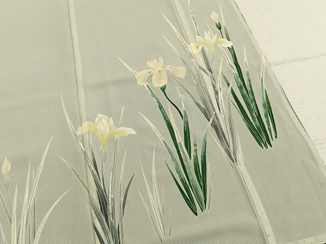 平和屋着物▽訪問着 無双 紗袷 紗×絽 草花文 金銀彩 正絹 逸品 AABC4015fy
