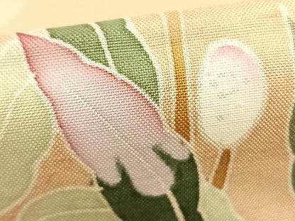 平和屋着物▽本加賀友禅作家 成竹登茂男 訪問着 単衣 白山紬地 枝花文 ますいわ屋扱い 正絹 逸品 AABC4018fy