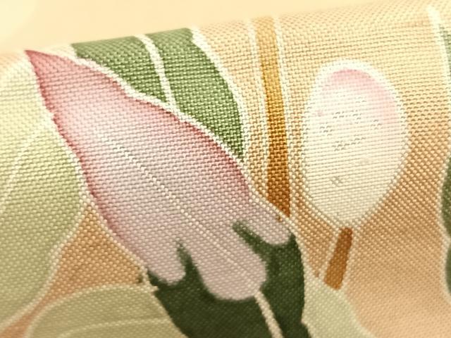 平和屋着物▽本加賀友禅作家 成竹登茂男 訪問着 単衣 白山紬地 枝花文 ますいわ屋扱い 正絹 逸品 AABC4018fy